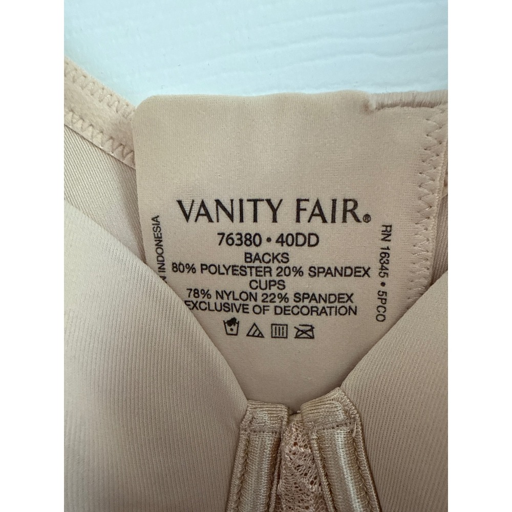 Vanity Fair 40DD Full Figure Back Smoothing Underwire Bra New With Tags Tan - Picture 2 of 7